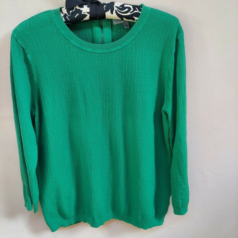 Classiques Entier Womens Large Viscose Blend Pullover Knit Sweater Green Casual